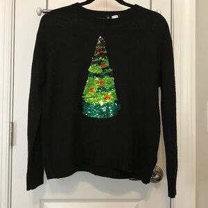 H&M Divided  black long sleeve crewneck Christmas sweater with sequins -flaw (S)